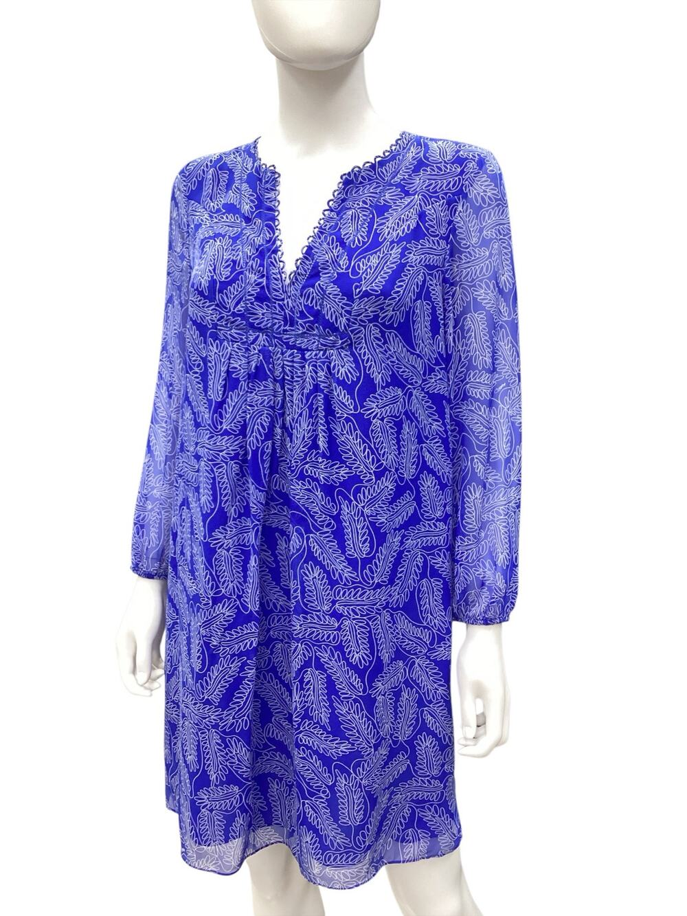 Diane Von Furstenberg Dress Women’s Size 6 100%Silk Long Sleeve Lightweight Blue